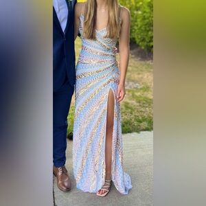 Beautiful Rachel Allan beaded tulle prom dress
